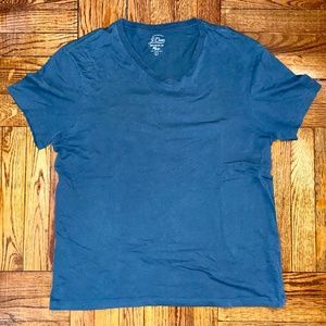 J Crew Men's V Neck T-Shirt Large Green Blue